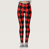 Schwarz-Rot-Harlequin-Prüfmuster Leggings (Vorderseite)