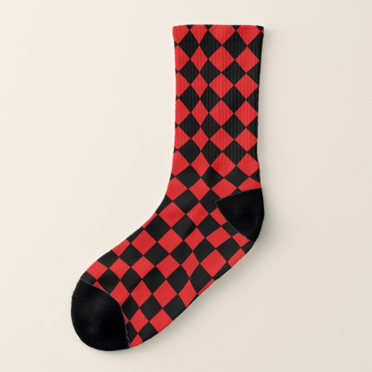 Schwarz-Rot-Harlequin-Prüfmuster Socken (Links - Außen)