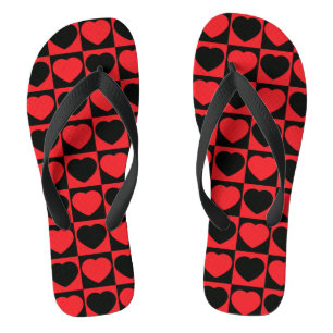 Schwarz-Rot-Herz-Flops Badesandalen