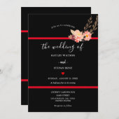 Schwarz-Rot-Hochzeit Einladung (Vorne/Hinten)