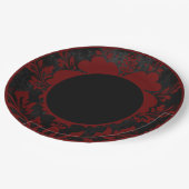 Schwarz-Rot-Hochzeitszettel Pappteller (Schrägansicht)