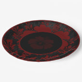 Schwarz-Rot-Hochzeitszettel Pappteller (Schrägansicht)