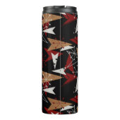 Schwarz, Rot, Holzkörner | Moderne Mitte des Jahrh Thermosbecher (Rückseite)