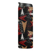 Schwarz, Rot, Holzkörner | Moderne Mitte des Jahrh Thermosbecher (Nach rechts gedreht)