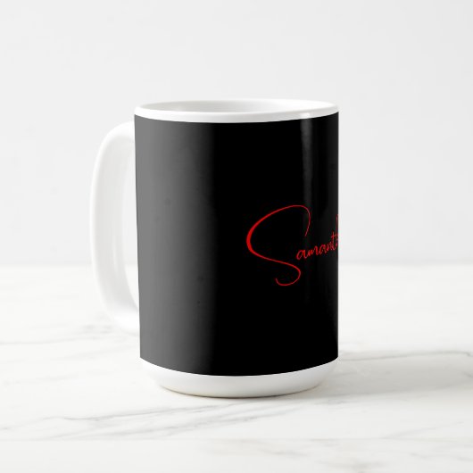 Schwarz Rot Ihr Name Minimalistisch Moderne Kallig Kaffeetasse (Vorderseite Links)