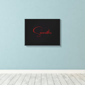 Schwarz Rot Ihr Name Minimalistisch Moderne Kallig Leinwanddruck (Insitu (Holzboden))