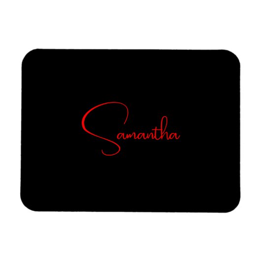 Schwarz Rot Ihr Name Minimalistisch Moderne Kallig Magnet (Horizontal)