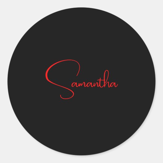 Schwarz Rot Ihr Name Minimalistisch Moderne Kallig Runder Aufkleber (Vorderseite)
