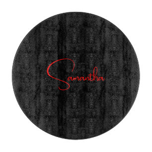 Schwarz Rot Ihr Name Minimalistisch Moderne Kallig Schneidebrett