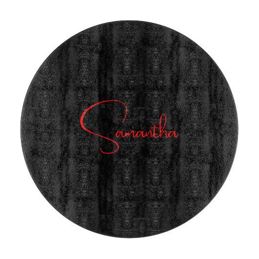 Schwarz Rot Ihr Name Minimalistisch Moderne Kallig Schneidebrett (Vorderseite)