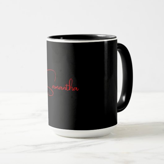 Schwarz Rot Ihr Name Minimalistisch Moderne Kallig Tasse (VorderseiteRechts)