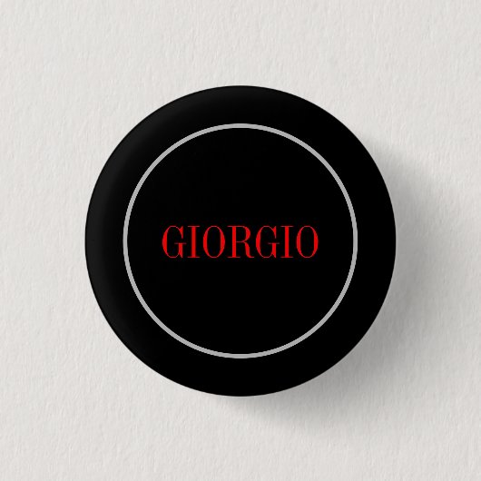 Schwarz Rot Ihr Name Minimalistisch Personal Moder Button (Vorderseite)