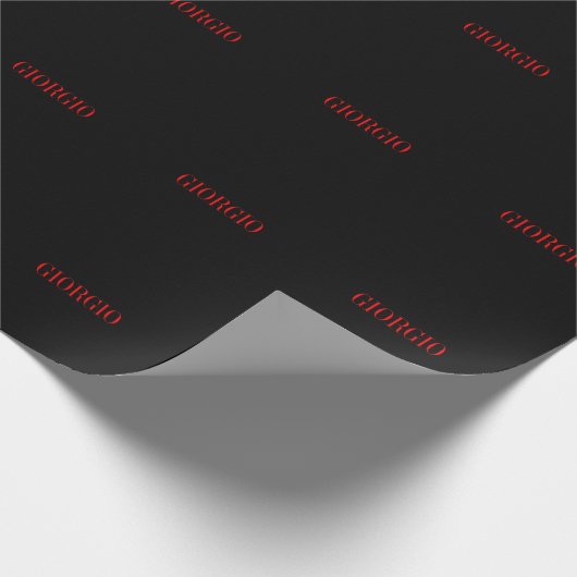 Schwarz Rot Ihr Name Minimalistisch Personal Moder Geschenkpapier (Ecke)