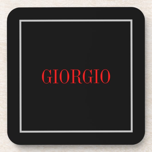 Schwarz Rot Ihr Name Minimalistisch Personal Moder Getränkeuntersetzer (Vorderseite)