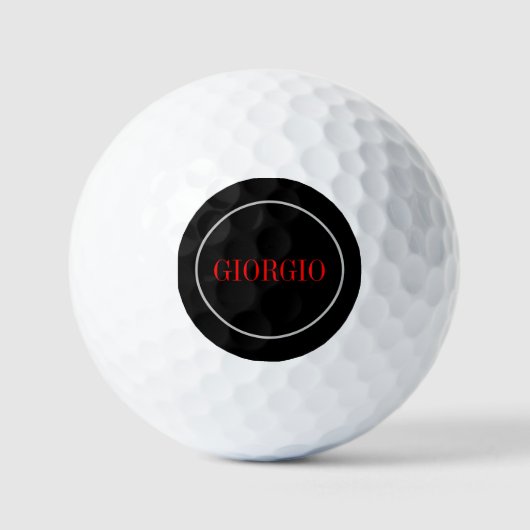 Schwarz Rot Ihr Name Minimalistisch Personal Moder Golfball (Vorderseite)