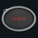 Schwarz Rot Ihr Name Minimalistisch Personal Moder Ovale Gürtelschnalle<br><div class="desc">Modernes Berufliches,  einfaches Design.</div>