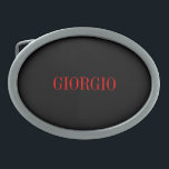 Schwarz Rot Ihr Name Minimalistisch Personal Moder Ovale Gürtelschnalle<br><div class="desc">Modernes Berufliches,  einfaches Design.</div>