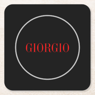 Schwarz Rot Ihr Name Minimalistisch Personal Moder Rechteckiger Pappuntersetzer