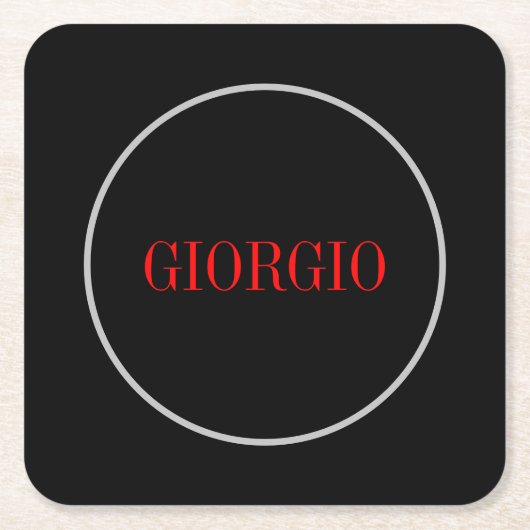 Schwarz Rot Ihr Name Minimalistisch Personal Moder Rechteckiger Pappuntersetzer (Vorderseite)