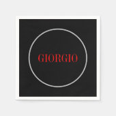 Schwarz Rot Ihr Name Minimalistisch Personal Moder Serviette (Vorderseite)