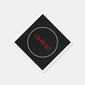 Schwarz Rot Ihr Name Minimalistisch Personal Moder Serviette (Ecke)