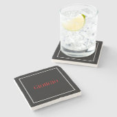 Schwarz Rot Ihr Name Minimalistisch Personal Moder Steinuntersetzer (Seitenansicht)