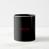 Schwarz Rot Ihr Name Minimalistisch Personal Moder Zweifarbige Tasse (Mittel)