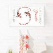 Schwarz & Rot Japanisch Koi Fisch Kunst Geburtstag Banner (Insitu)