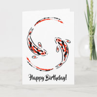 Schwarz & Rot Japanisch Koi Fisch Kunst Geburtstag