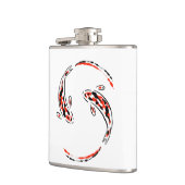 Schwarz & Rot Japanisch Koi Fisch Künstlerisch Flachmann (Links)