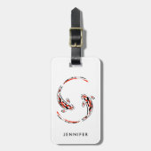 Schwarz & Rot Japanisch Koi Fisch Künstlerisch Gepäckanhänger (Vorderseite vertikal)