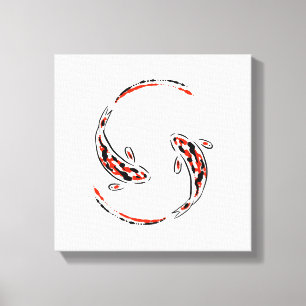 Schwarz & Rot Japanisch Koi Fisch Künstlerisch Leinwanddruck