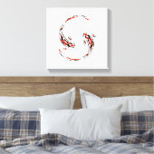 Schwarz & Rot Japanisch Koi Fisch Künstlerisch Leinwanddruck (Insitu (Schlafzimmer))