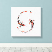 Schwarz & Rot Japanisch Koi Fisch Künstlerisch Leinwanddruck (Insitu (Holzboden))