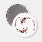 Schwarz & Rot Japanisch Koi Fisch Künstlerisch Magnet (Vorderseite/Rückseite)