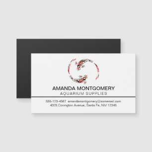 Schwarz & Rot Japanisch Koi Fisch Künstlerisch Magnetkarte