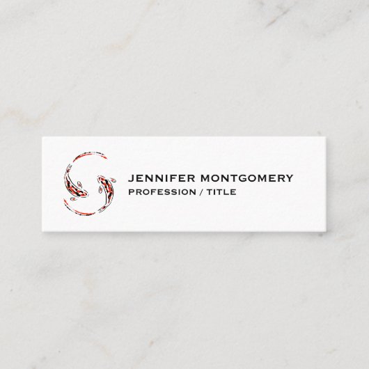 Schwarz & Rot Japanisch Koi Fisch Künstlerisch Mini Visitenkarte (Vorderseite)