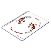 Schwarz & Rot Japanisch Koi Fisch Künstlerisch Notizblock (Linke Seite)
