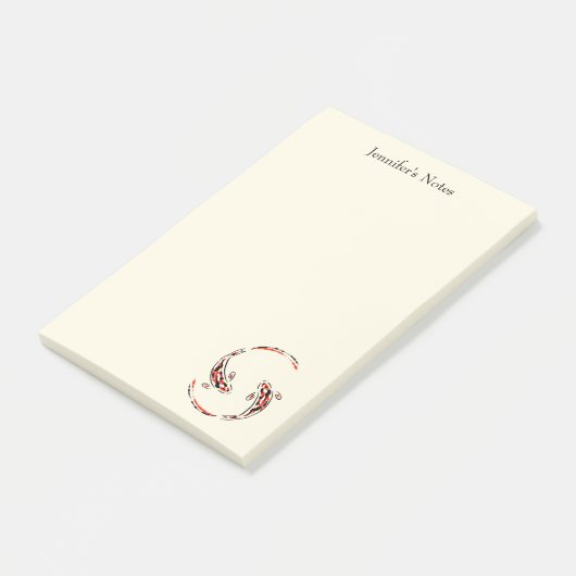 Schwarz & Rot Japanisch Koi Fisch Künstlerisch Post-it Klebezettel (angewinkelt)