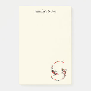 Schwarz & Rot Japanisch Koi Fisch Künstlerisch Post-it Klebezettel