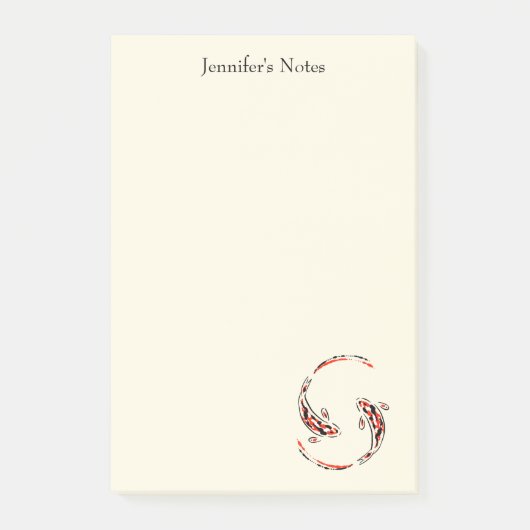 Schwarz & Rot Japanisch Koi Fisch Künstlerisch Post-it Klebezettel (Vorderseite)