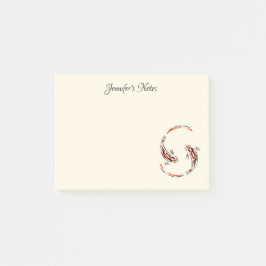 Schwarz & Rot Japanisch Koi Fisch Künstlerisch Post-it Klebezettel