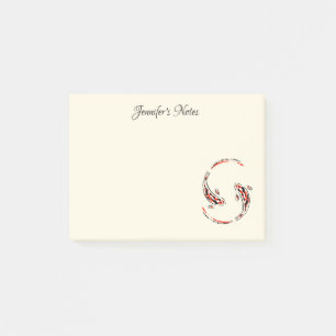 Schwarz & Rot Japanisch Koi Fisch Künstlerisch Post-it Klebezettel