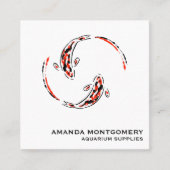 Schwarz & Rot Japanisch Koi Fisch Künstlerisch Quadratische Visitenkarte (Vorderseite)