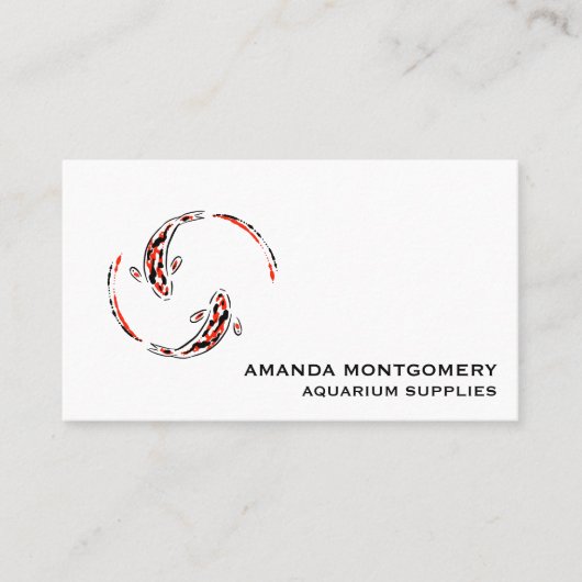 Schwarz & Rot Japanisch Koi Fisch Künstlerisch Visitenkarte (Vorderseite)