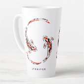 Schwarz-Rot-Japanisch Koi Fisch Künstlerische Latt Milchtasse (Linke Ecke)