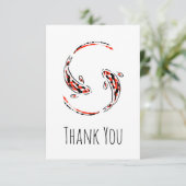 Schwarz-Rot-Japanisch-Koi-Fischpaare Dankeskarte (Stehend Vorderseite)