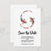Schwarz-Rot-Japanisch-Koi-Fischpaare Save The Date (Vorne/Hinten)