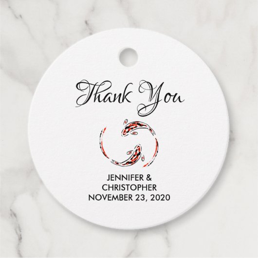 Schwarz-Rot-Japanisch-Koi-Hochzeit Geschenkanhänger (Vorderseite)