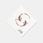 Schwarz-Rot-Japanisch-Koi-Hochzeit Serviette (Ecke)